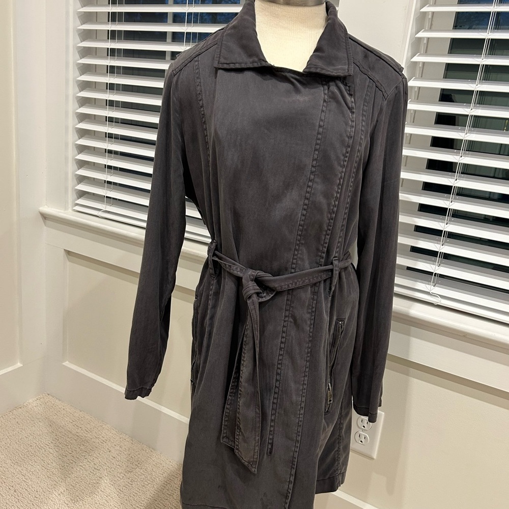 Style & Co. Slate Gray Light Weight Classic Trench Coat Size Medium. - Picture 3 of 8